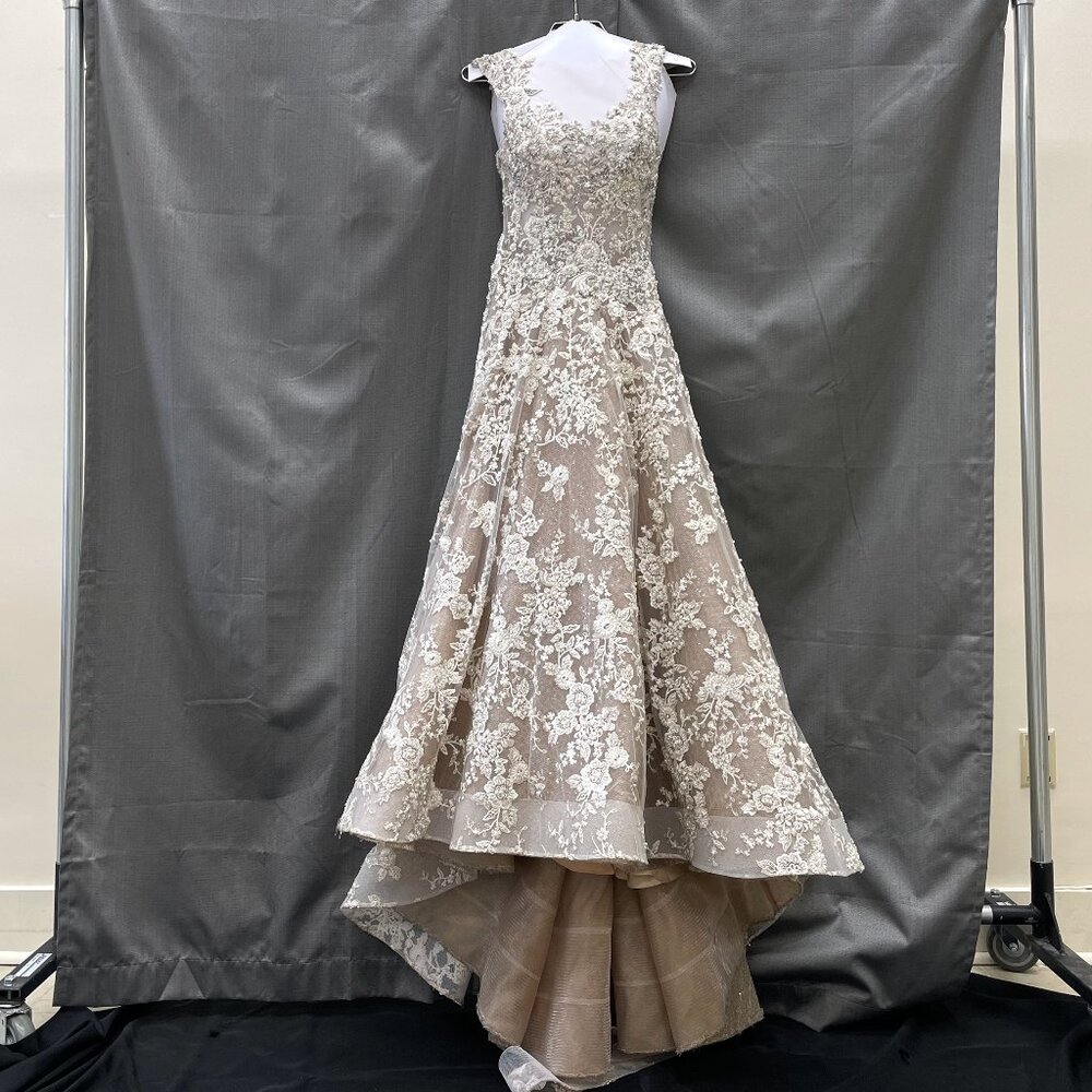 Tony Ward Nude Illusion Embroidered Wedding Gown
